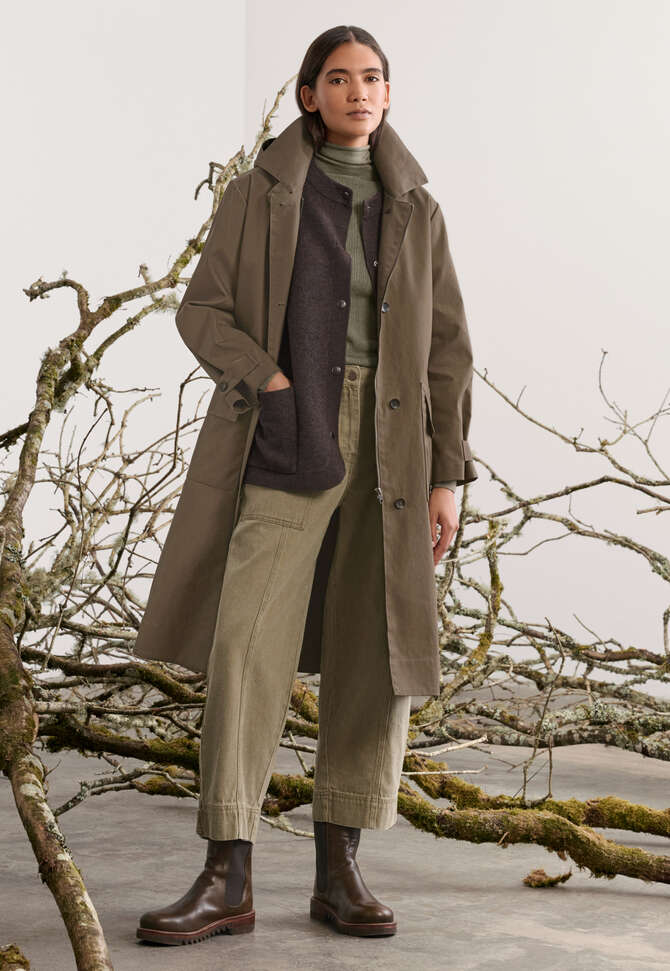 Trenchcoat mit Kapuze, Khakigrau, completeTheLook