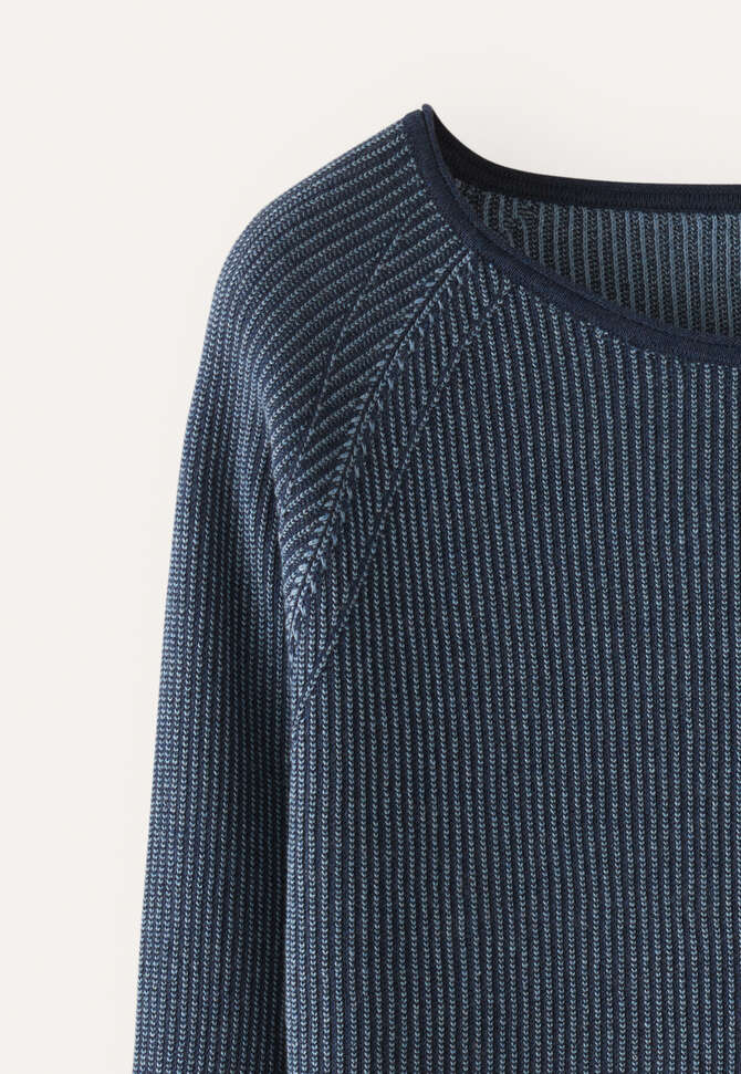 Zweifarbiger Rippstrick-Pullover, Petrolblau, completeTheLook