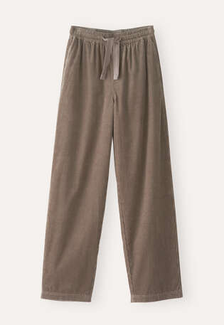 Hose mit Gummizug, Taupe-Braun, webstill