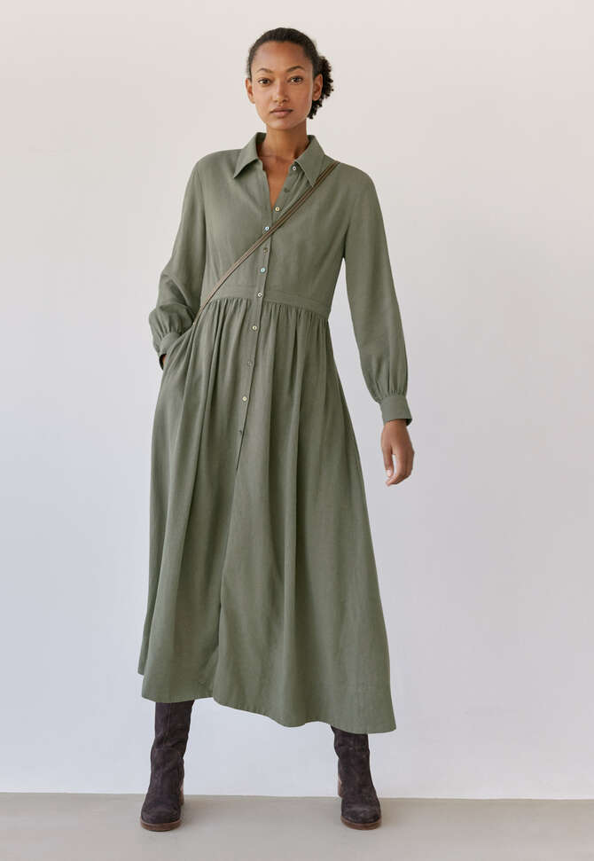 Langes Hemdkleid, Khakigr&uuml;n, completeTheLook