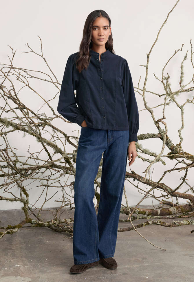 Bluse mit gerafften &Auml;rmeln, Tinte, completeTheLook