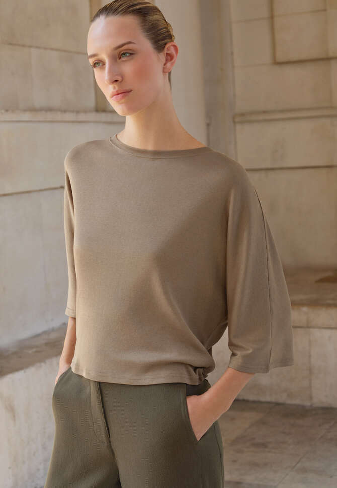 Oberteil mit Dolman-&Auml;rmeln, Dunkles Taupe, completeTheLook