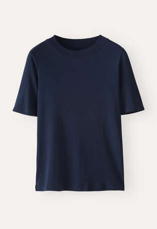 T-Shirt aus Seide und Baumwolle, Mitternacht, webstill