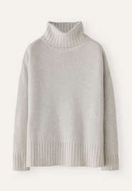 Rollkragenpullover, Perlgrau, webstill