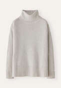 Rollkragenpullover, Perlgrau, webstill