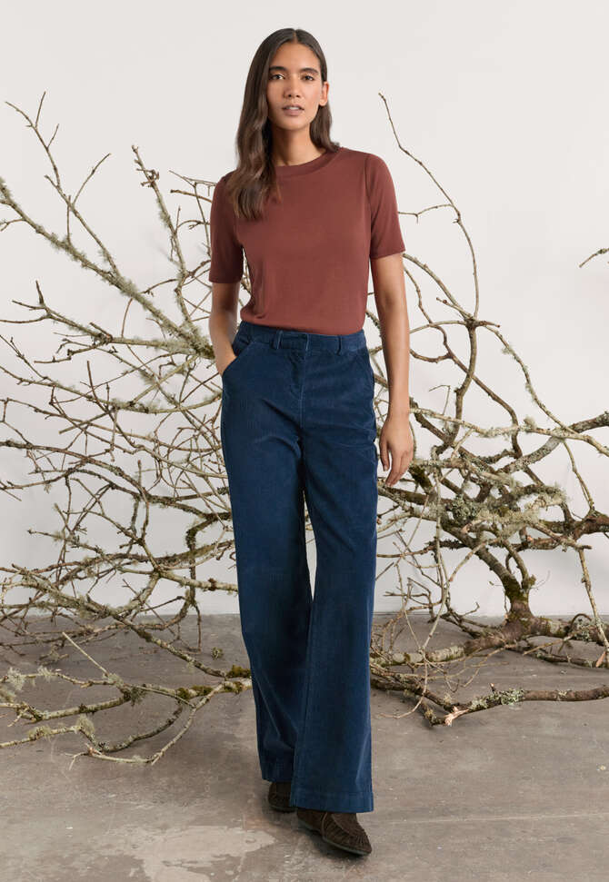 T-Shirt aus Seide und Baumwolle, Dunkles Kupfer, completeTheLook