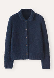 Cardigan mit Kragen, Dunkles Petrol, webstill