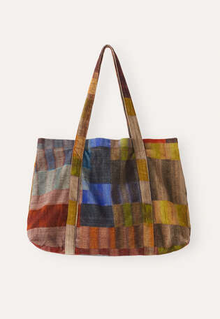 Bedruckte Cordtasche, Chili/Blau, webstill