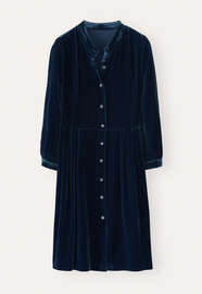 Kleid mit Taillenfalten, Tinte, webstill