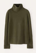 Rollkragenpullover, Dunkles Moos, webstill