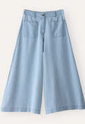 Indigo-gef&auml;rbte Culotte, Blasses Denimblau, webstill