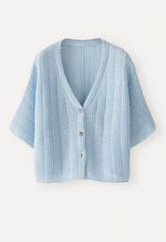 Fangmuster-Cardigan, Himmelblau, webstill