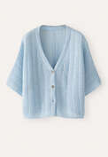 Fangmuster-Cardigan, Himmelblau, webstill
