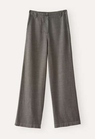 Hose mit geradem Bein, Zartes Kohlschwarz, webstill