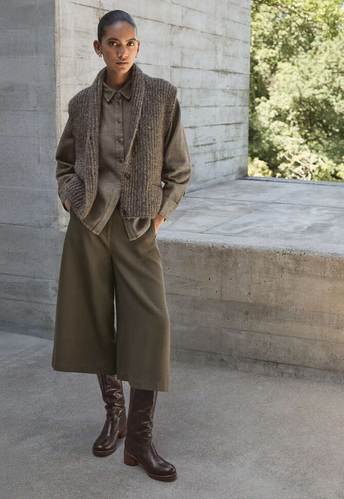 Cardigan mit Schalkragen, Grau/Braun, completeTheLook