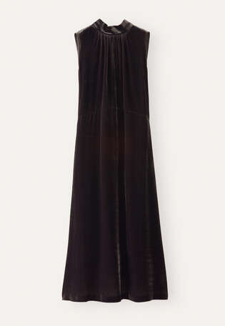 &Auml;rmelloses Kleid mit Bindeband, Dunkle Maulbeere, webstill