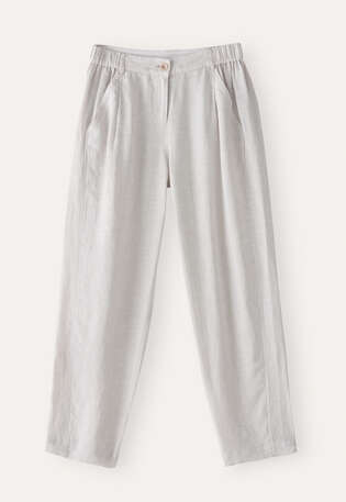 K&uuml;rzere, schmal zulaufende Hose, Eisgrau, webstill