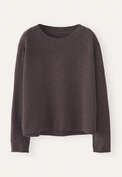 Pullover mit Rundhalsausschnitt, Maronenbraun, webstill