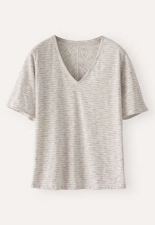 Gestreiftes T-shirt, Creme, webstill