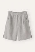 Bundfalten-Shorts, Blasses Nerzgrau, webstill