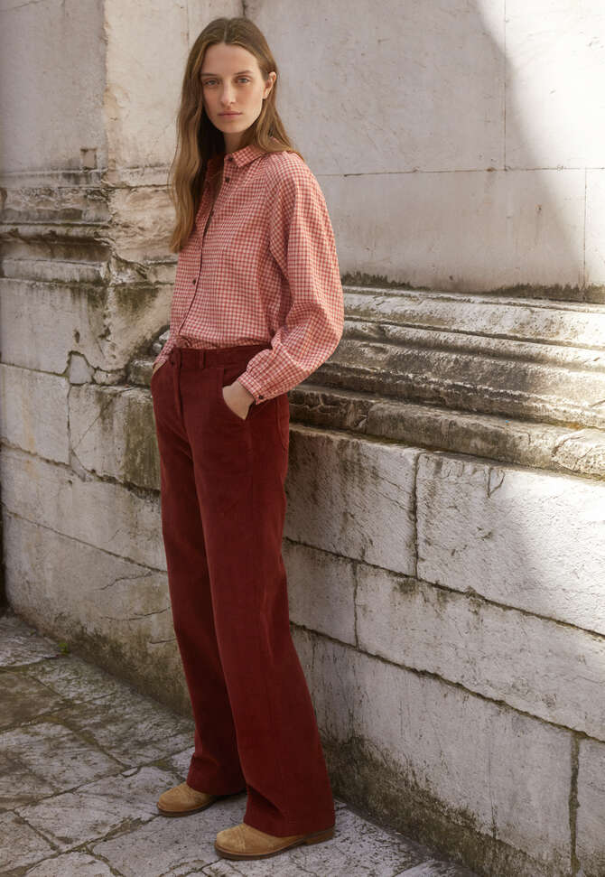 Hose mit weitem Bein, Zartes Granatrot, completeTheLook