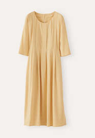 Kleid mit U-Ausschnitt, Zartes Gelb, webstill