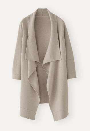 Jacke mit Wasserfallkante, Kiesel, webstill