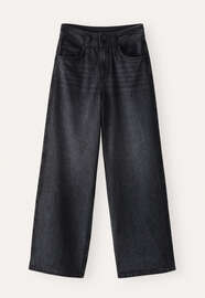 Jeans mit weitem Bein, Gewaschenes Schwarz, webstill