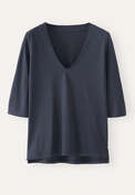 T-Shirt mit V-Ausschnitt, Dunkles Petrol, webstill
