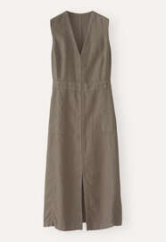 &Auml;rmelloses Kleid mit Rei&szlig;verschluss, Khaki-Taupe, webstill