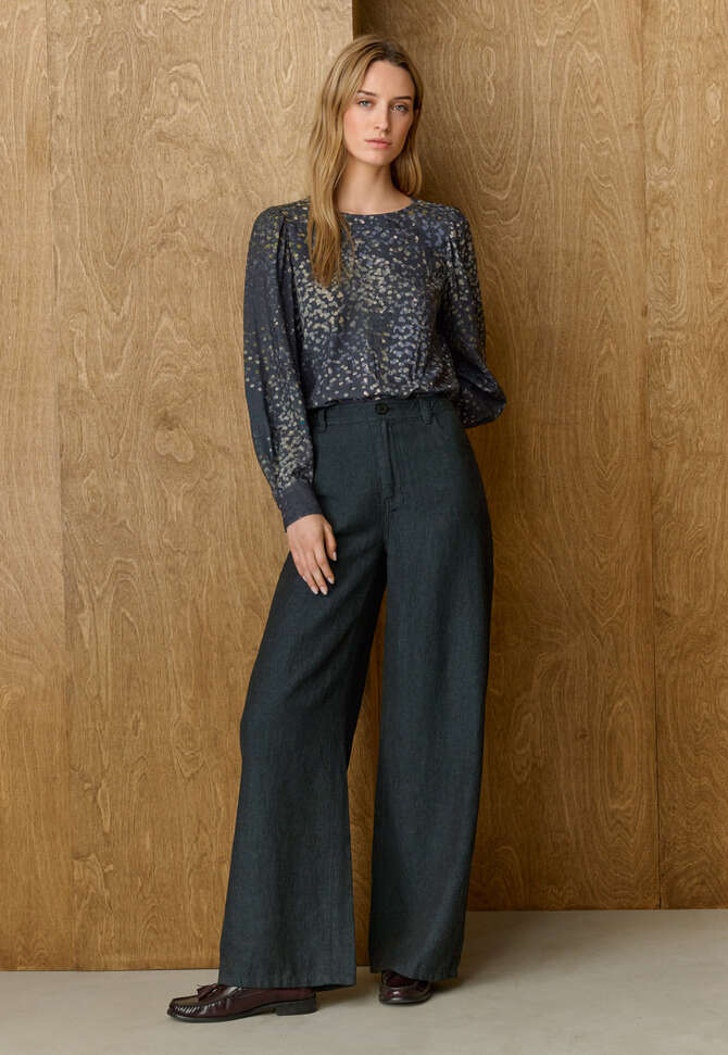 Bedruckte Bluse, Kohlschwarz, completeTheLook