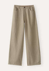 Weite Hose mit geradem Bein, Taupe, webstill