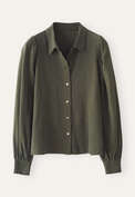 Bluse mit gerafften &Auml;rmeln, Dukles Khaki, webstill