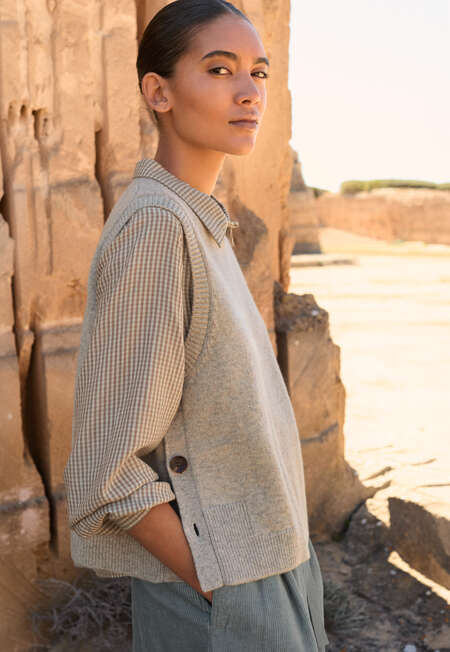 &Auml;rmelloser Pullover, Kiesel, completeTheLook