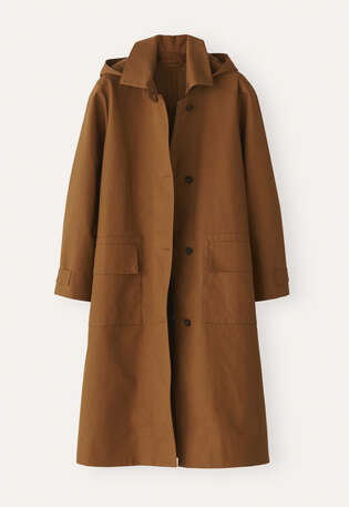 Trenchcoat mit Kapuze, Toffee, webstill