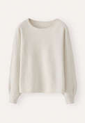 Perlmuster-Dolman-Pullover, Grau/Creme, webstill
