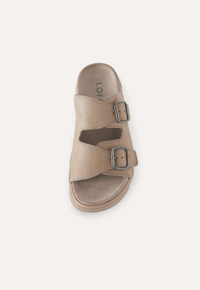 Sandalen mit klobiger Schnalle, Gerste, completeTheLook