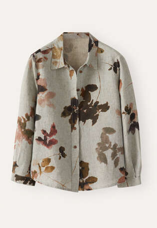 Bedruckte Bluse, Natur/Rost, webstill