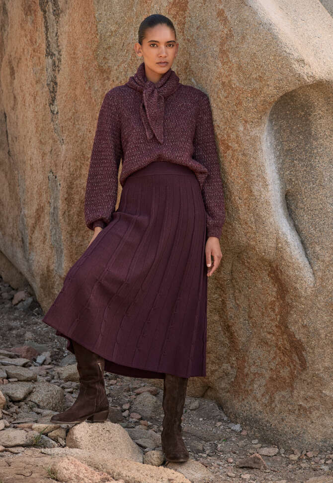 Fangmuster-Pullover, Dunkle Pflaume, completeTheLook
