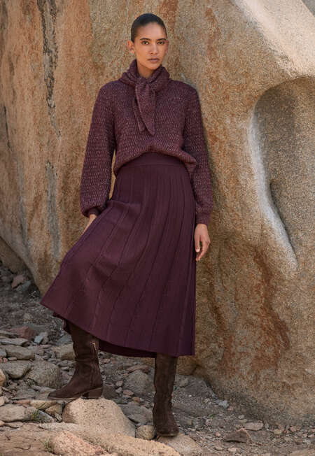 Fangmuster-Pullover, Dunkle Pflaume, completeTheLook