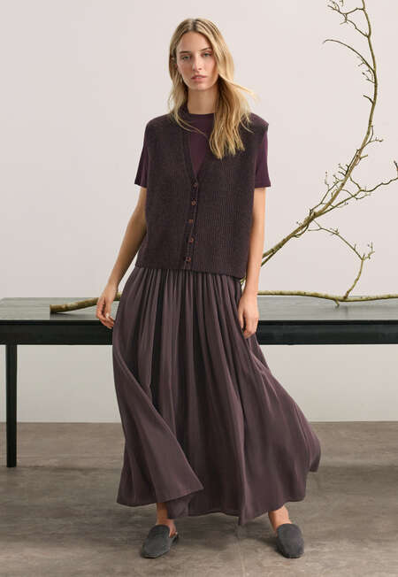 &Auml;rmelloser Cardigan, Dark aubergine, completeTheLook