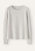 Gerippter Pullover mit Rundhalsausschnitt, Perlgrau, webstill
