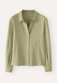 Bluse mit geschwungenen &Auml;rmeln, Blasses Oliv, webstill