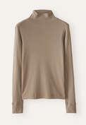 Jersey-Oberteil mit Stehkragen, Dunkles Taupe, webstill