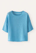 Kurz&auml;rmliger Pullover, Ocean aqua, webstill