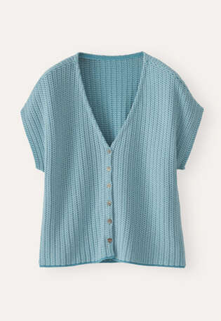 Zweifarbiger gekn&ouml;pfter Pullover, Ozean, webstill