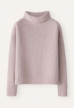 Pullover mit Trichterkragen, Zartes Rosa, webstill