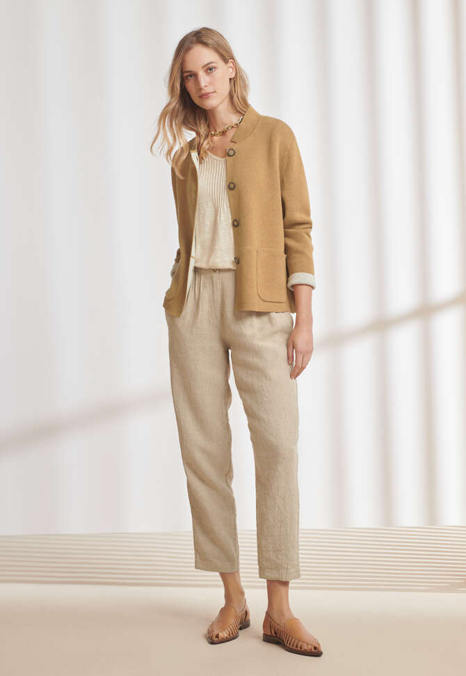Schmal zulaufende Hose, Zartes Ocker, completeTheLook