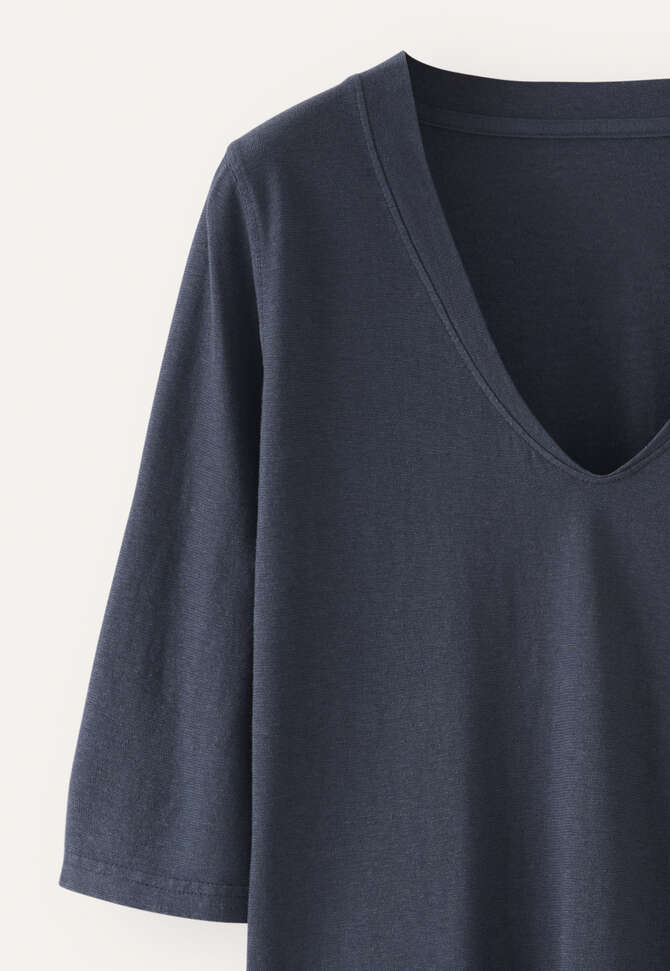 T-Shirt mit V-Ausschnitt, Dunkles Petrol, completeTheLook