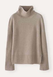 Rollkragenpullover, Zartes Taupe, webstill